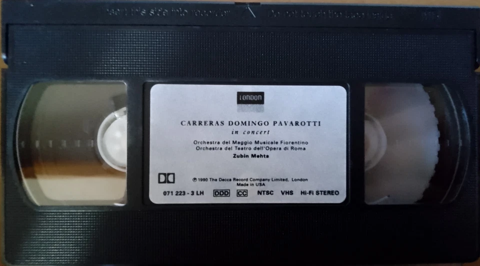 CARRERA DOMINGO PAVAROTTI In Concert MEHTA Rome 1990 VHS Video NTSC 3 Tenors - Image 4 of 4