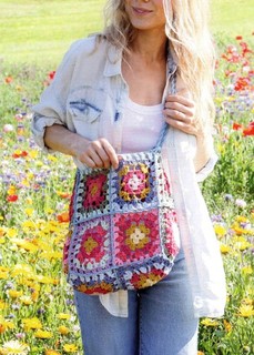 (6867) Aran modello all'uncinetto per splendida borsa quadrata della nonna!!