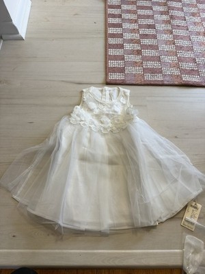 dave & bella Girls 3T White Sleeveless Tulle Tutu Dress Lace Floral Party