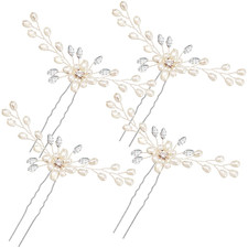 4 Pieces Pearl Crystal Bridal Hair Pins Rhinestone Flower Wedding Hair Pins Prom