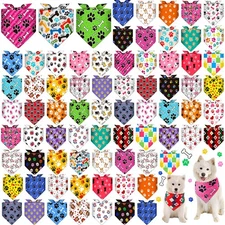 72 Pcs Paw Dog Bandanas Bulk Pet Triangle Scarf Cat Bibs Puppy Scarf Pet Band...
