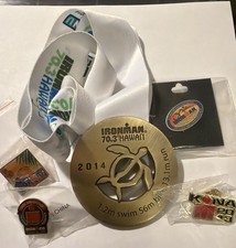 2014 Ironman 70.3 Honu Race Triathlon Kona Hawaii Finishers Medal 4 Pins