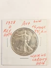 1938 D Walking Liberty Half AU+ Low Mintage 491,600 Key Date Rare 90% Silver