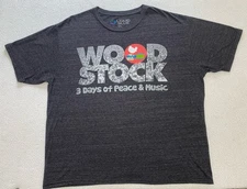 woodstock t-shirt liquid blue Mens 2XL Gray 3 Days Of Peace