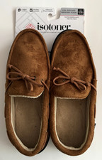 isotoner Men's Moccasin Slippers, Cognac Color, New, XXL, Sz 13-14, Free Shpg