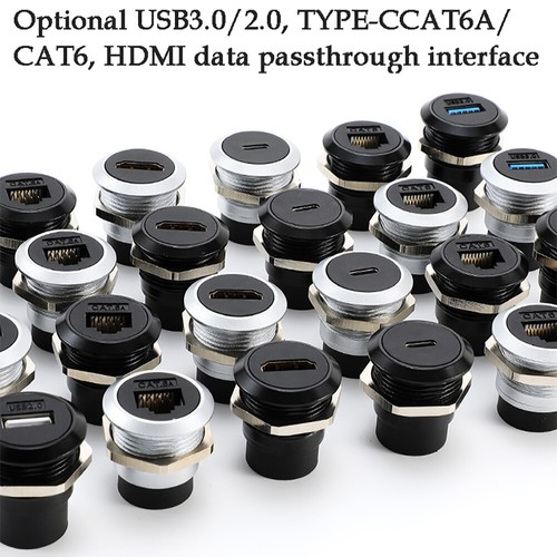 D-Type Data module Socket Round With Cover Dustproof, waterproof Black/Silver - Picture 2 of 32