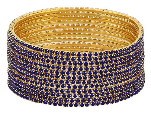 Set of 12 Indian Traditional Design Gold Plated Stone Bangle Fashion Jewelry - Picture 8 of 13