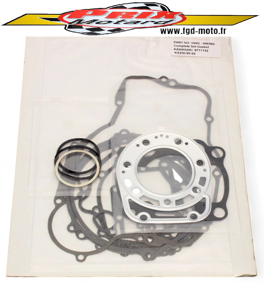 Pochette joints KX 250 Kawasaki contre les fuites et pertes de compression 1989-1992