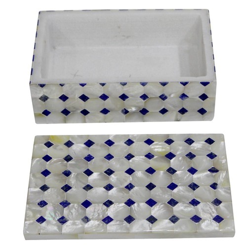 6"x4" Marble Jewelry Box Semi Precious Stones Handmade Home Decor And Gifts - Picture 3 of 7