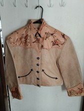 Vtg Bounty Hunter Leather Jacket Womens Small Made Usa Bolero, Native American