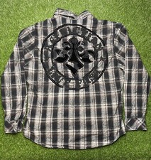 Affliction Black Premium Plaid Snap Button Shirt Men  s Size 2XL