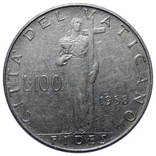 VATICAN 100 Lire 1958