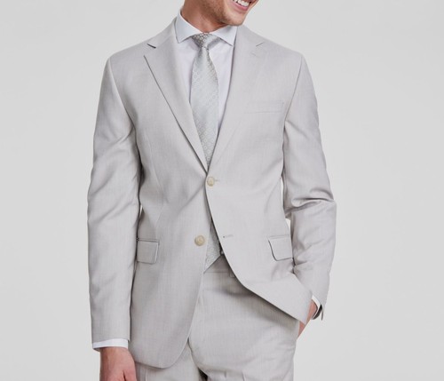DKNY Men's Beige Modern-Fit Neat Suit Separate Jacket Size 40R - 第 1/1 張圖片