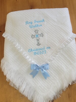 Babys Schal schlicht oder bestickt personalisierte Taufe/Tauf Design