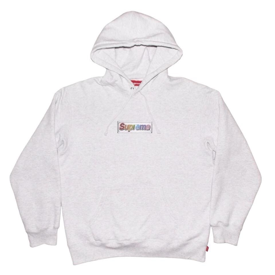 Supreme Bling Box Logo Hooded Sweatshirt Ash Grey Supreme Bling