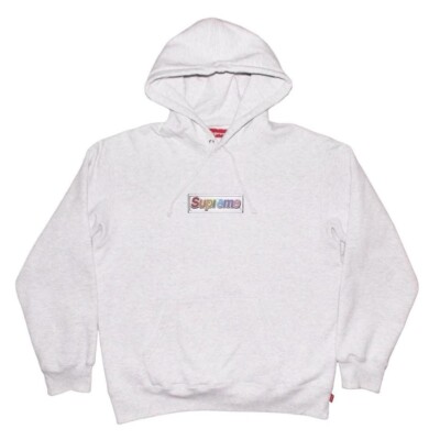 Supreme Bling Box Logo Hooded Sweatshirt SS22 Ash Grey Size