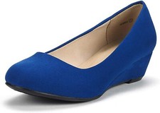 DREAM PAIRS Women's Pumps Wedge Heel Round Toe Slip On Pump Shoes US 5-11