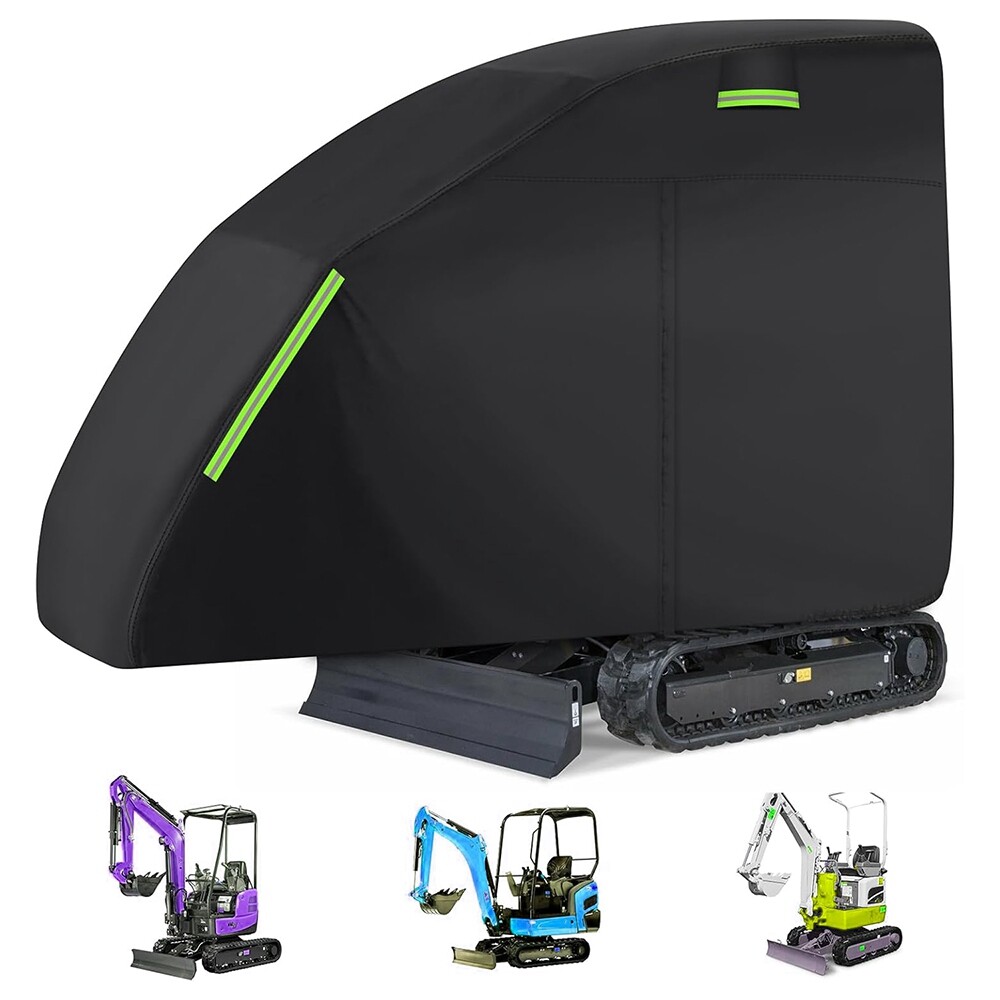 DTNESS Waterproof Mini Excavator Cover - 420D Oxford With Zipper Door & Reflective Strips For Bobcat/Kubota/Deere