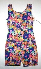 Moret Boxy Flower Biketard Leotard Bodysuit Glitter Bright Color New Girl XS 3 4