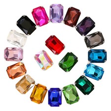 20 Silver Color Crystal Rectangle Rose Montees 10X14mm Sew on Rhinestones Bead