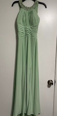 Morgan And Co Mint Green Opalescent Jeweled Open Back Prom Dress / Size: 6P  | eBay