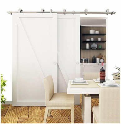Diyhd Top Mount Bypass Sliding Barn Door Track Kit Stainless Steel Door Kit Ebay