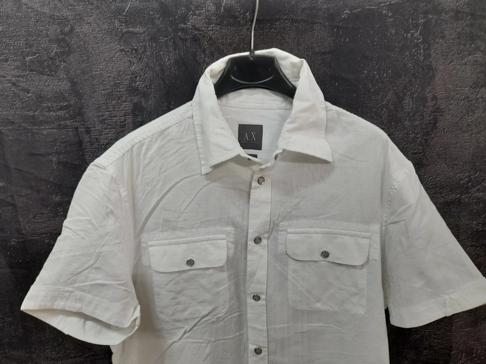 AX Armani exchange camicia shirt jacket tg M uomo jacket bianco cotone estiva - Immagine 2 di 4