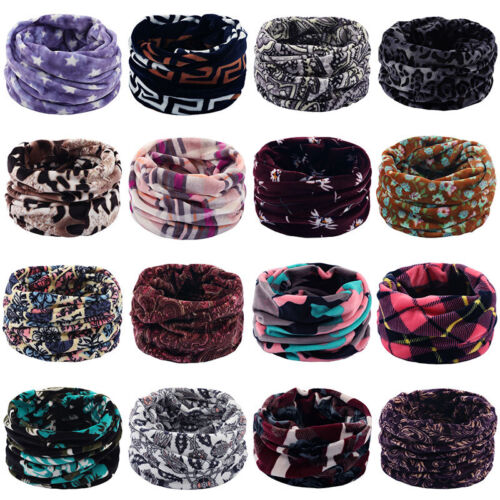 Unisex Winter Soft Fleece Scarf Double Layer Knitted Neck Warmer Snood Scarves