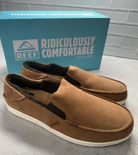 Reef Men's Cushion Matey Cozy Size 12  Slip On Comfort Suede Shoes Tan / Brown