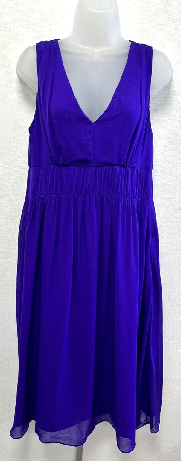 NEW! LK Bennett UK12 Eur40 US8 PURPLE silk chiffon sleeveless Greca dress