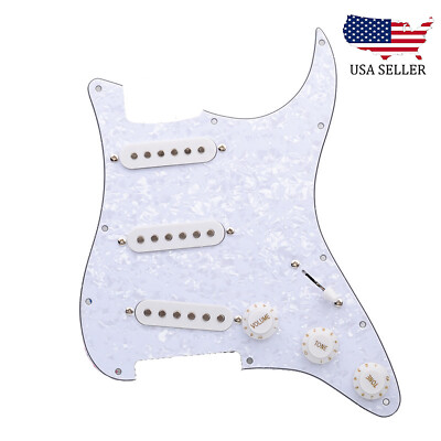Loaded Strat Pickguard Prewired SSS Pickguard with Ceramic Pickups White Pearl