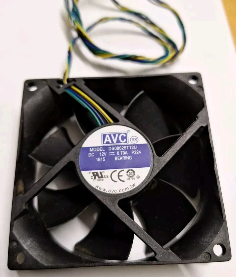 AVC DS08025T12U 8025 80mm x 80mm x 25mm Cooler Cooling Fan DC 12V 0.7A 4Pin B128 - Image 2 of 4