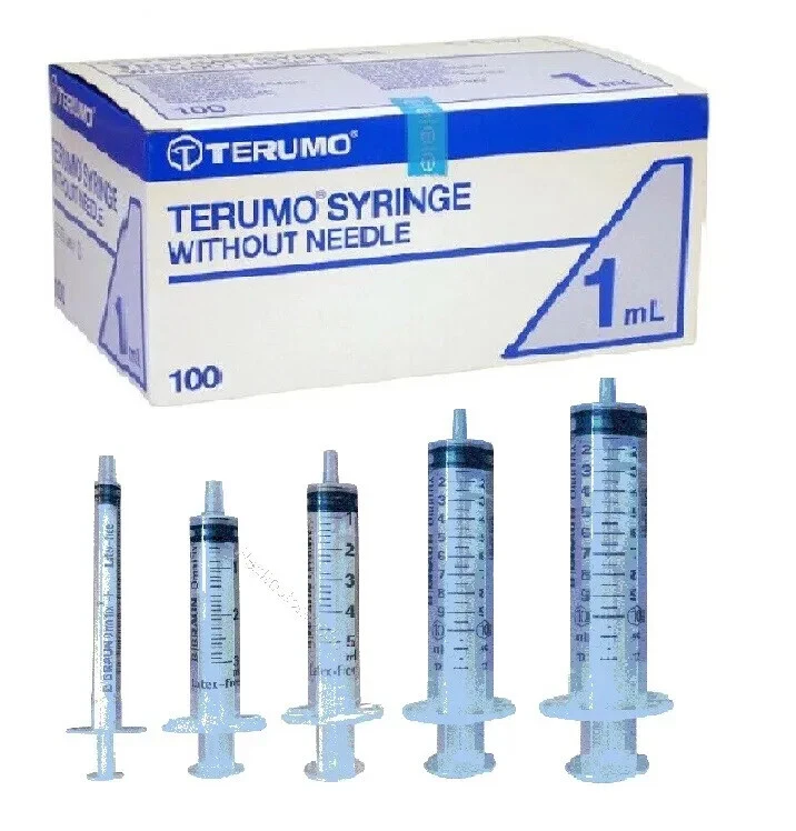 Terumo Sterile Syringes- 1ml, 3ml, 5ml,10ml, 20ml, 50ml Luer Slip Hyperderic P&P