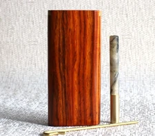 4" Cocobolo Wood Dugout with One Hitter-Slider Lid-American Crafted Stash Box