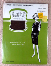 BEAUTI-KNIT Seamless 100 Nylon Stockings COFFEE BEAN Sz - 8 1/2 - 9 SHORT