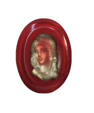 Estate Find Cameo Red & Frosted Clear (Loose Cameo Unset) Approx 1.5"