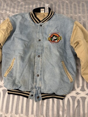 Super Eyeball 90S Disney Mickey Mouse Denim Varsity Jacket No