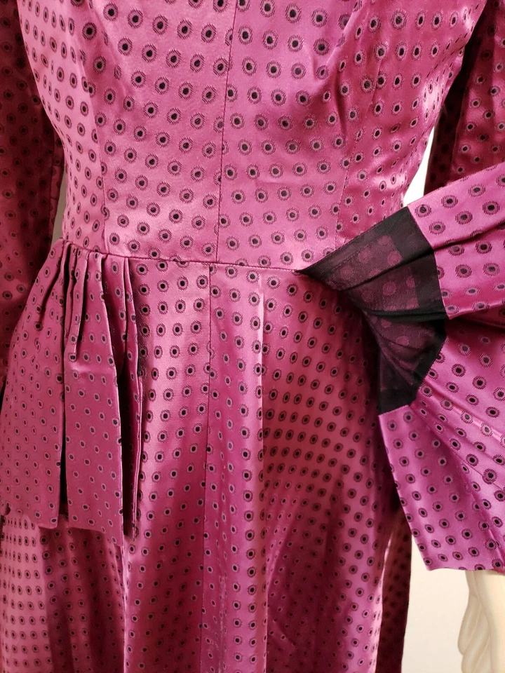 Vestido para mujer Ben J Gam años 30 de colección rosa/púrpura peplum TALLA S? DISEÑO ÚNICO  Foto 4 de 4