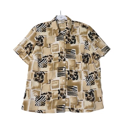 Vintage NWT Notatios Women's Size 1X Animal Print Button Down Shirt Light Weight