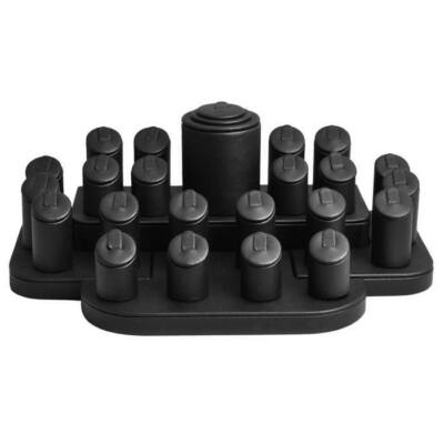 Black Leatherette Jewelry Ring Display Set Ring Tray Organizer ~ Holds 23 Rings