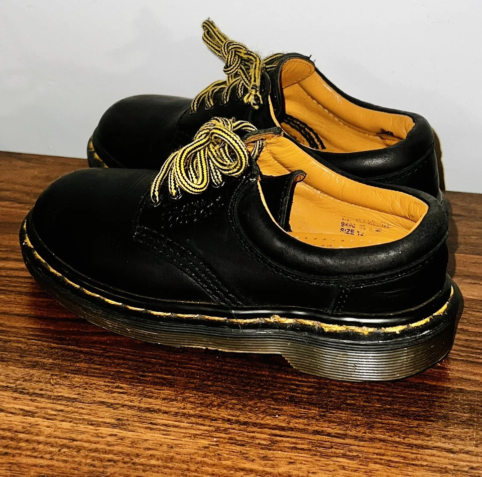 Vintage Dr. Martens Kids Shoes US 12 9496 Black Leather Oxfords Doc - Image 2 of 4