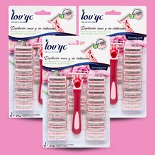 Lovyc Razor with 20 Replacement Shaving Blades – Grooming Kit Women (3-Pack)