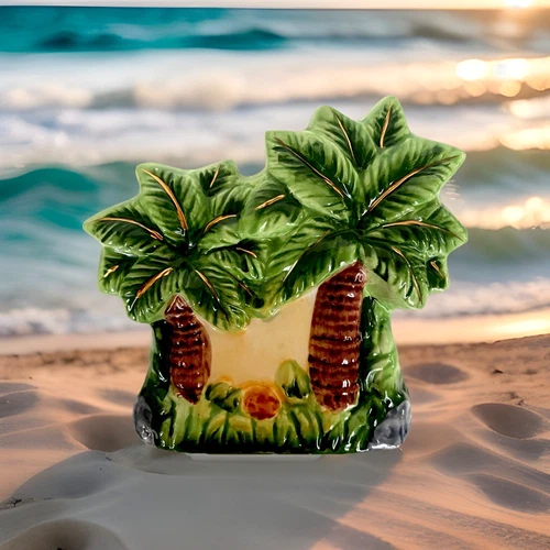 Vintage Novalty Ceramic Palm Tree Napkin Holder