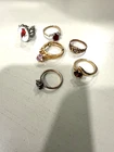 VINTAGE RINGS COSTUME JEWELRY AMETHYST. RUBY ETC CARDINAL LOT OF 6