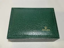 Vintage ROLEX Green Watch BOX ONLY (Empty) Case Wood Leather Presentation Cover