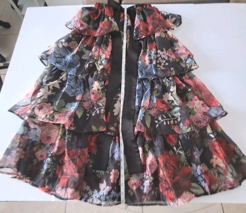 Anewsta Women's Skirt Size S Long Floral Print Ruffle Hem Elegant - Picture 6 of 9