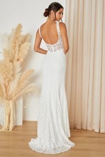 Lulus Beloved Eternity White Lace Sleeveless Backless Maxi Wedding Dress Size S