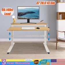Home Office Height Adjustable Standing Desk Computer Desk w/ Wheels 47"x 28.5" 