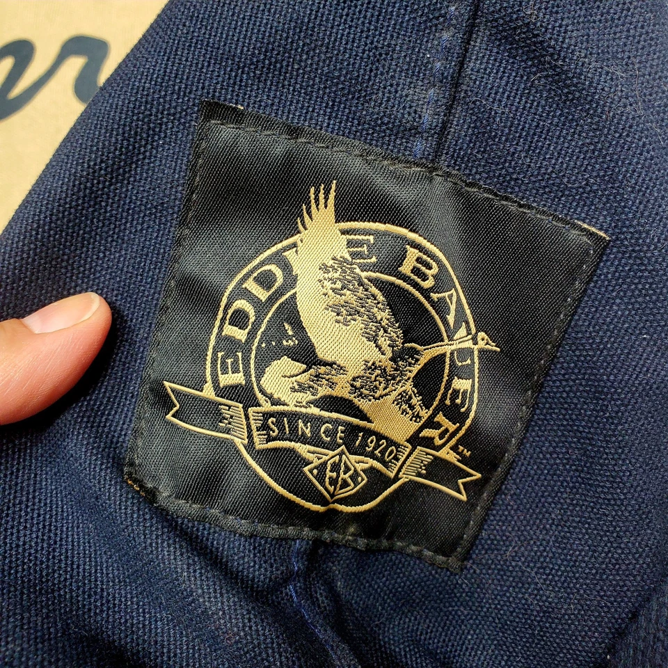 Bolso de Lona Eddie Bauer Vintage Azul Tostado Eslinga Expandible Viaje Lavandería Foto 3 de 4