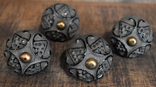 Vintage Decorative Ceramic Drawer Pulls Knobs Grey Black Set of 4